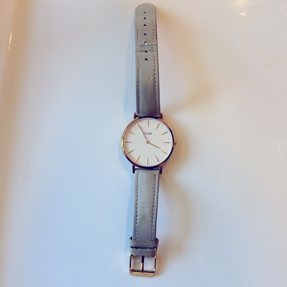CLUSE La Bohème Rose Gold White Dial and Grey Leather Strap Watch main image 8